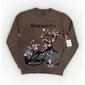 RGSTR Humanity Crewneck Sweater Men's Medium Cherry Blossom Chocolate Mousse